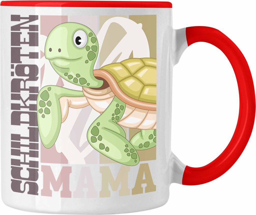 Trendation - Schildkröten Mama Tasse Geschenk für Schildkröten Besitzerin Spruch Geschenkidee (Rot)