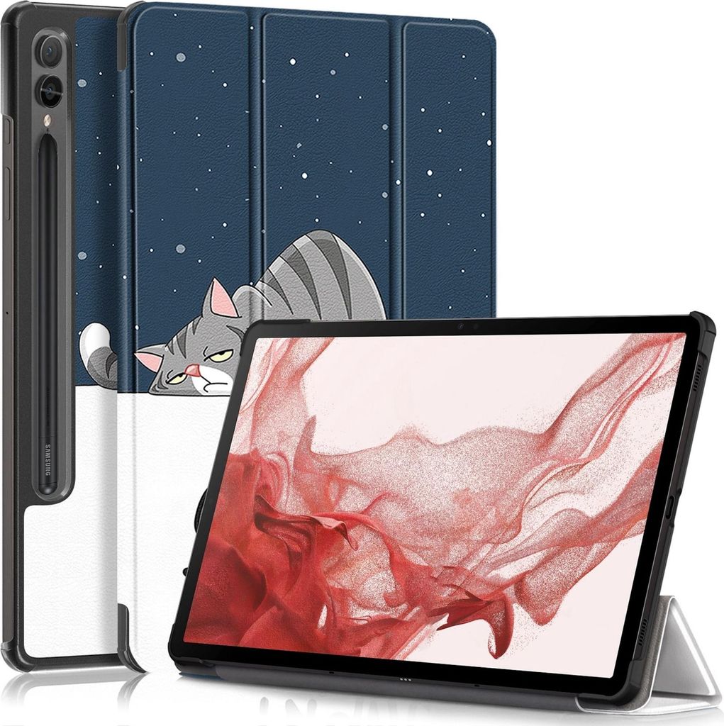 Für Samsung Galaxy Tab S10 Lite / S10 FE / S9 FE 3folt Wake UP Hülle Katze