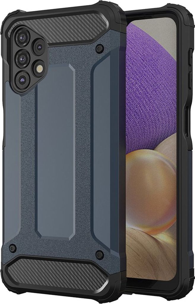 cofi1453 Hybrid Armor Etui SchutzHülle Case Bumper Cover Handyhülle Matt Hülle Robust Rutschfest kompatibel mit Samsung Galaxy A32 5G Blau