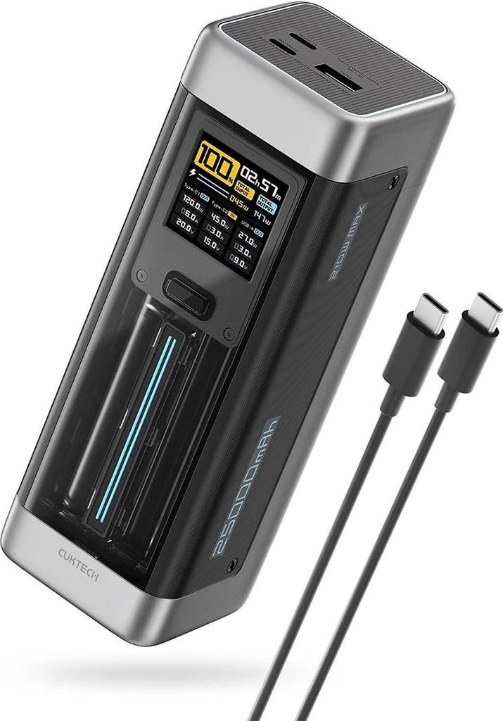 Cuktech Powerbank CUK00P23GLBK 210W 25000mAh Power Bank 2 x USB-C 1 x USB-A - schwarz