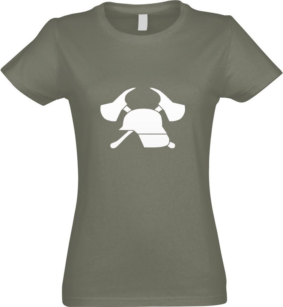 Kiwistar - T-Shirt tailliert - Damen - Olive - freiwillige Feuerwehr - mit Motiv Bedruckt - Funshirt Design - Sport - Freizeit - Damen - XL