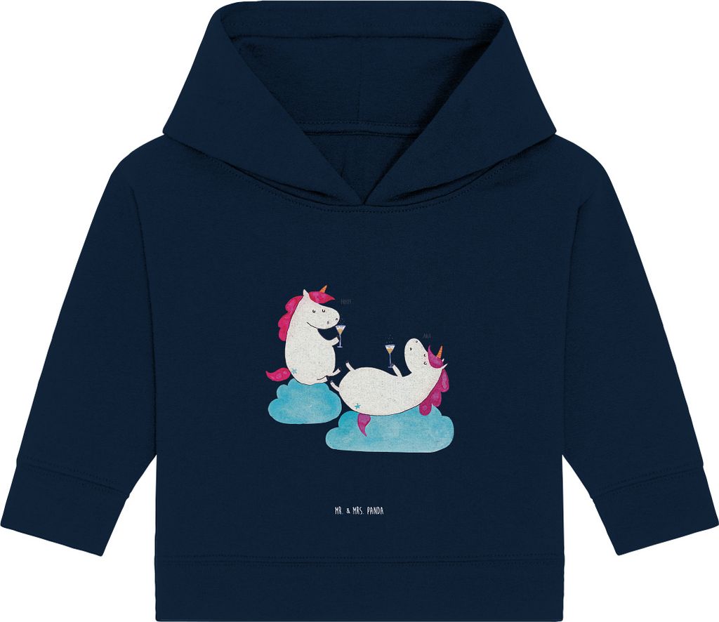 Mr. & Mrs. Panda Organic Baby Hoodie Einhorn Sekt 12. - 18. Monat - French Navy - Geschenk, Beste, Kapuzensweatshirt, Kapuzenshirt, Unicorn, BFF, E...