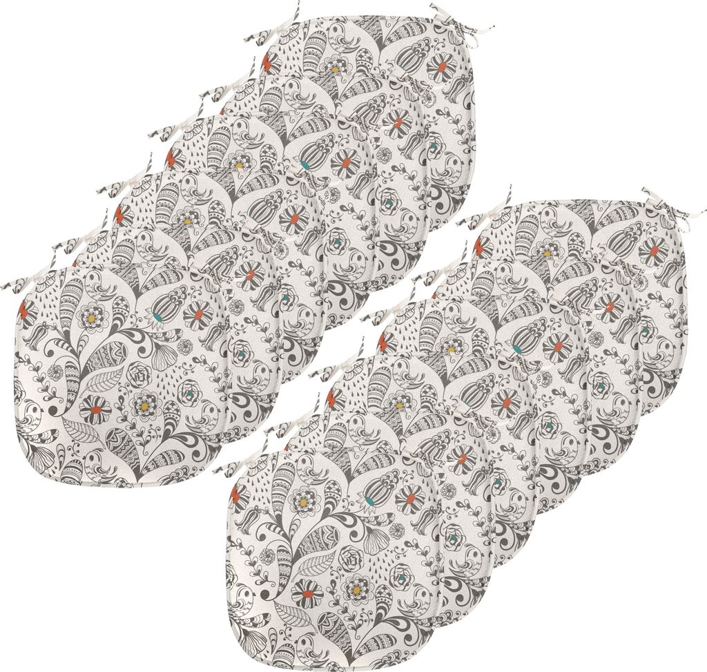 ABAKUHAUS Blumen Polster für Esszimmerstühle, Frühlings-Laub Ethnic, Dekoratives wasserfestes Kissen mit Riemen für Küchensitze, 40 cm x 40 cm...