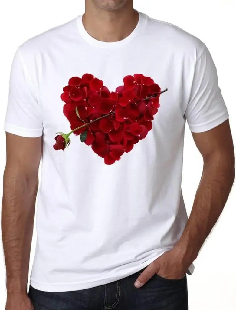 Herren Grafik T-Shirt Rosenblütenherz – Rose Petal Heart – Öko-Verantwortlich Vintage Jahrgang Kurzarm Lustige Druck Geburtstag Geschenk Mann