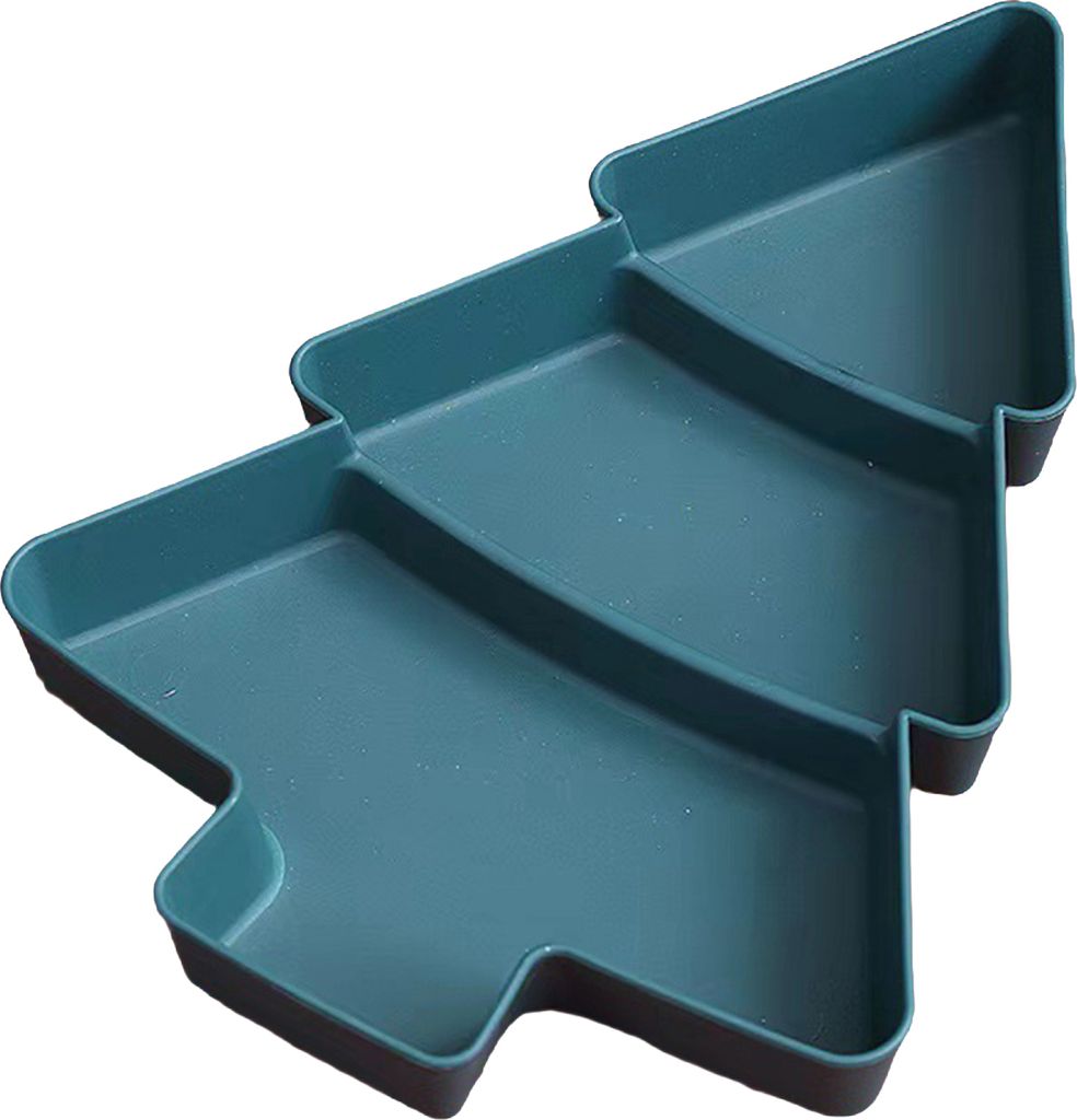 Obstteller, Snackschale in Weihnachtsbaumform, kreativer, rutschfester, unterteilter Teller für Snacks, Nüsse, Trockenfrüchte, Dessert