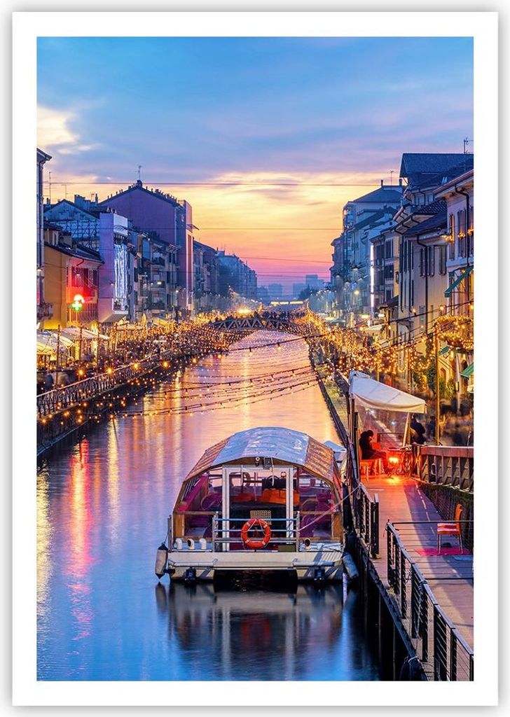 Poster - Poster ohne Rahmen - Kanal Grande Abend - 70x100 cm - Wand Bild - Wanddeko - Wandbilder - Kunstposter - Wandposter - Bilder - Kunstdruck -...