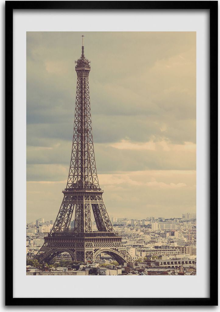 Bild - Bilderrahmen - 50 cm x 70 cm - MDF - Rahmen - Wandkunst Eiffelturm Paris