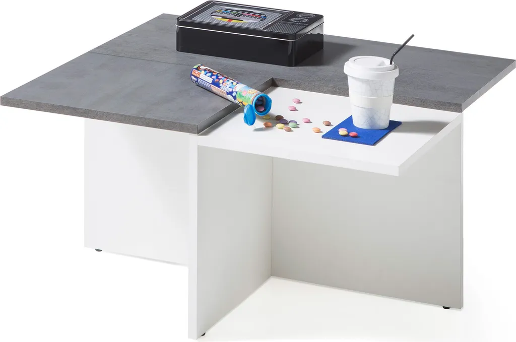 Table basse Laird blanche carrée 73x73 cm pour salon au design moderne