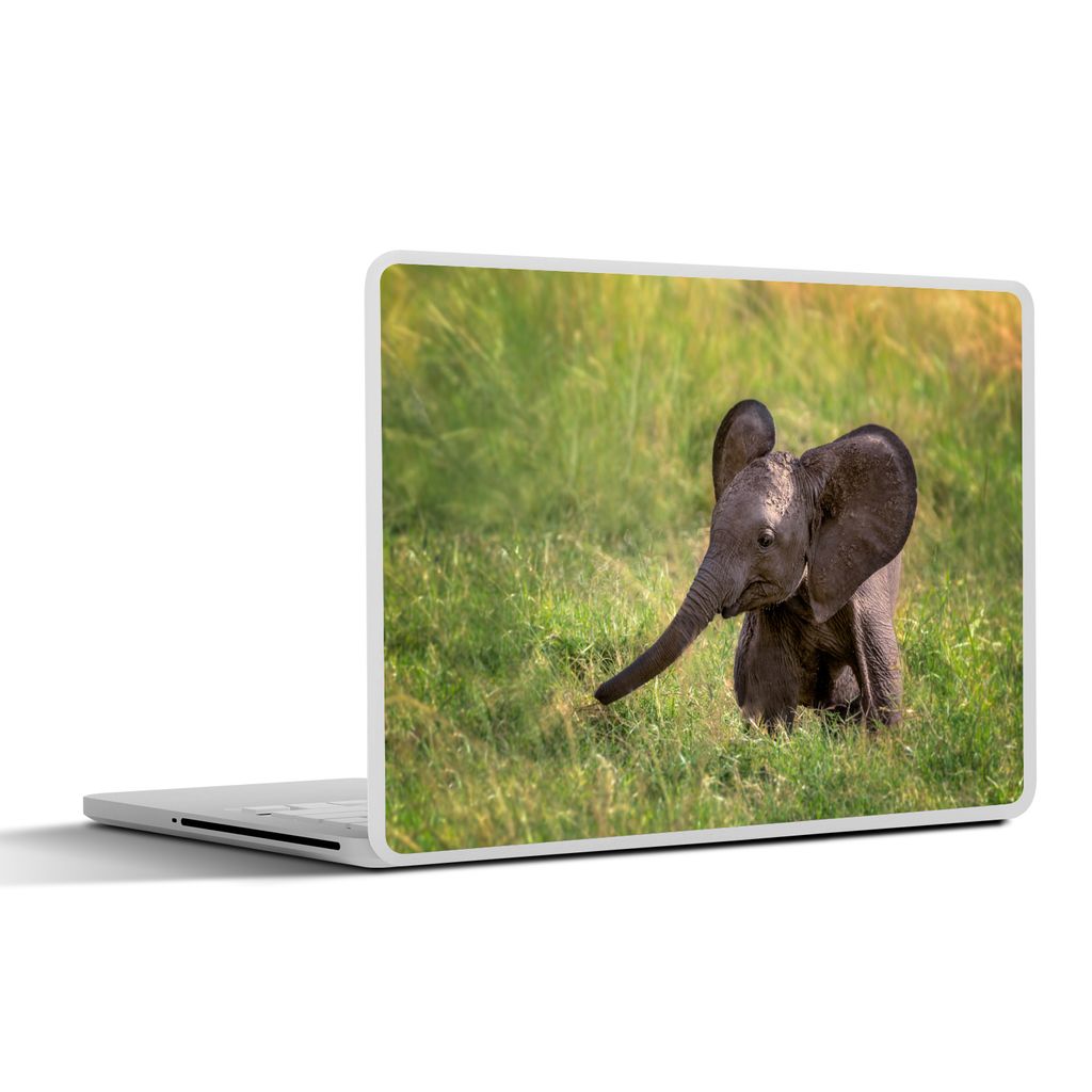 MuchoWow Laptop Aufkleber Sticker Cover Elefant - Baby - Kalb 32.5x23.5 cm - Sticker für Laptop - Selbstklebend