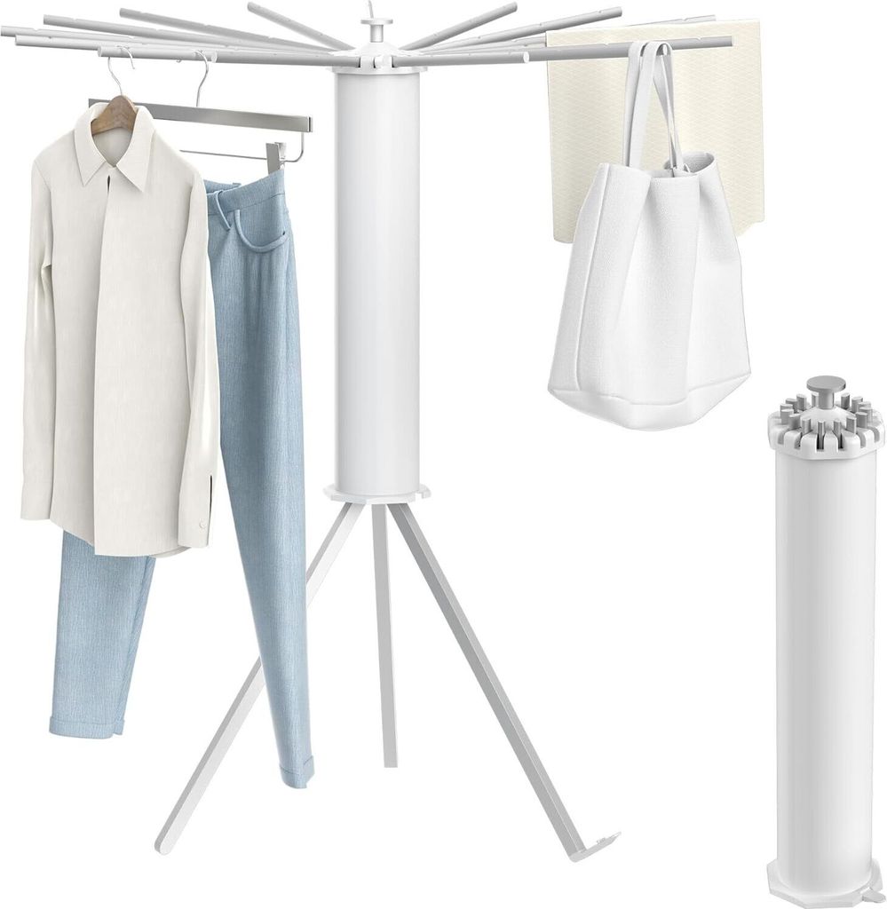 YUENFONG Stativ-Wäscheständer Stativ Kleidung Lüfter Platzsparend Faltbar Kleiderlüfter Turmwäscheständer Wäscheturm für Balkon Wohnzimmer ...