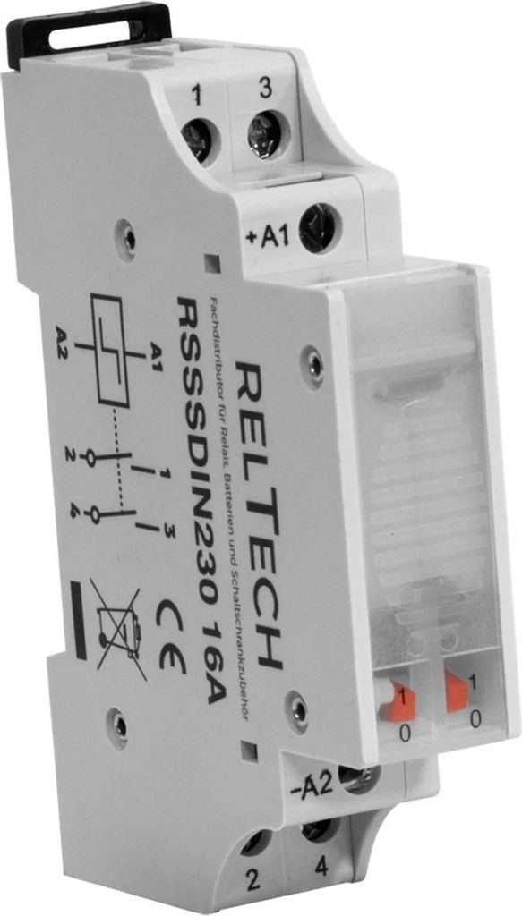 Przełącznik impulsowy RELTECH RSSSDIN230, 16A/230V, 2 styki Zdjęcie produktu 