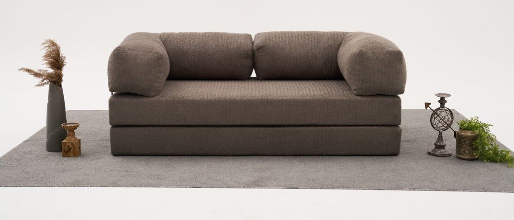 Hanah Home, Comfort - Grey v2, Klassische Sofas, Grau, Polyester, 190 x 75 x 155 cm