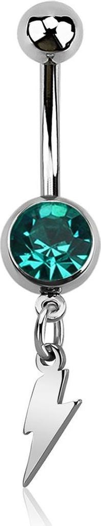 Bauchnabelpiercing Blitz Lightning Zirkonia Kristall Autiga silber-türkis 10 mm