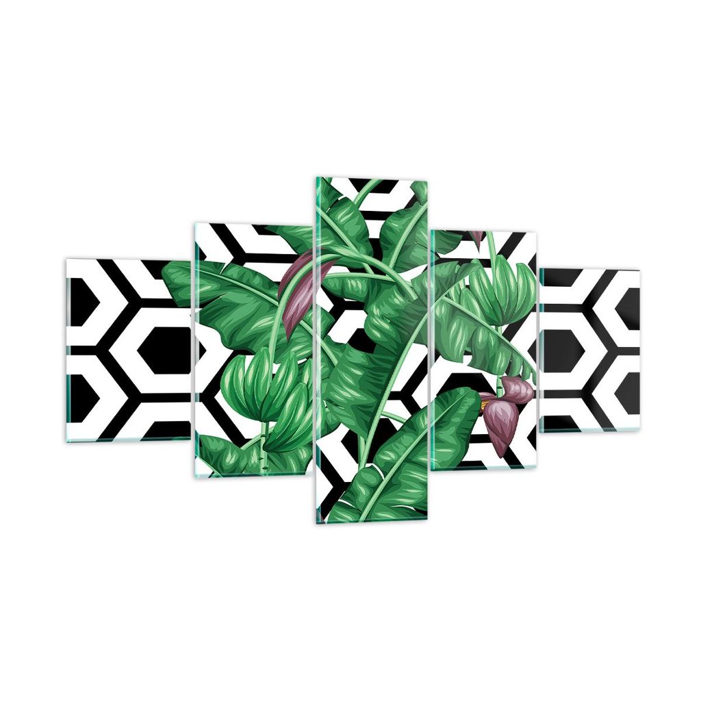 Bilder auf glas - Blatt Pflanze Blume - 125x70cm - Glasbilder - Wandbilder - Kunstdruck - zum Aufhängen bereit - Wanddekoration aus Glas - Glas Bi...