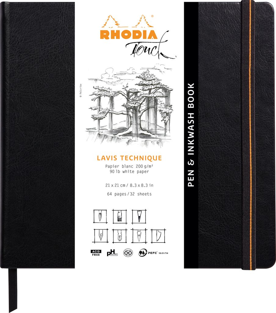 Rhodia Pen&Inkwash Book 21x21 32Bl 200g bl Produktbild 