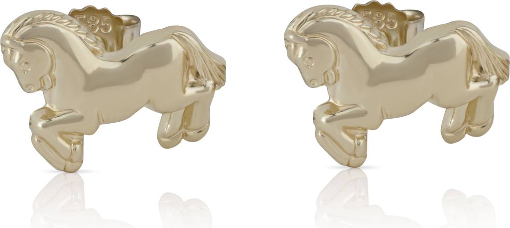 Paar 585 14 Karat Gelbgold Pferd Kinder Ohrstecker Ohrringen Damen Mädchen 4926