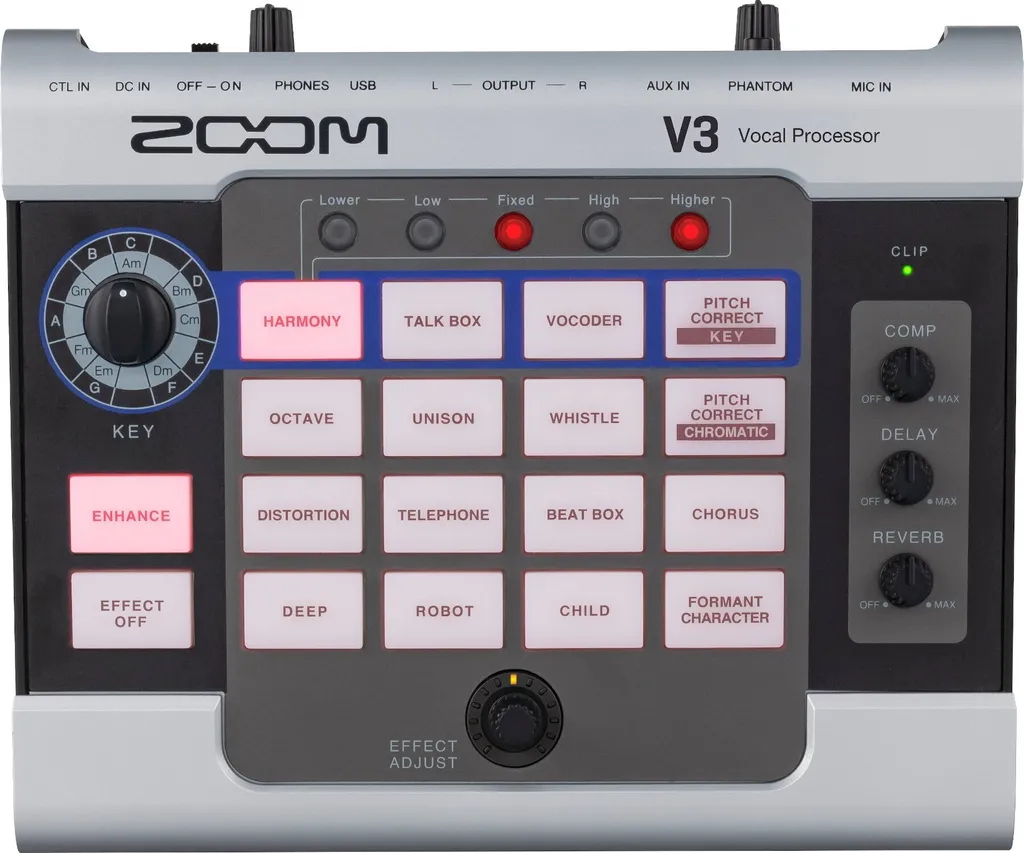 Zoom V3 processeur de voix avec harmoniseur 3 voix et interface USB