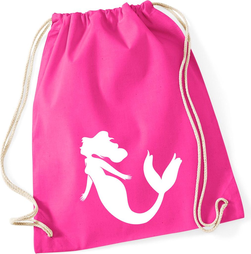 Huuraa Turnbeutel Meerjungfrau Silhouette 12 Liter Fuchsia Baumwolle Rucksack Geschenkidee
