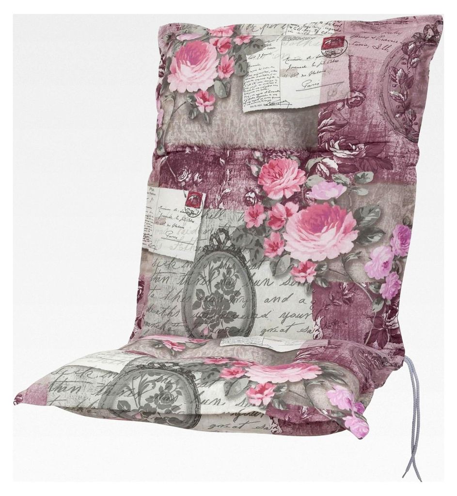 Sitzpolster Niederlehner Rom rosa-grau Blumen 103x50x9 cm