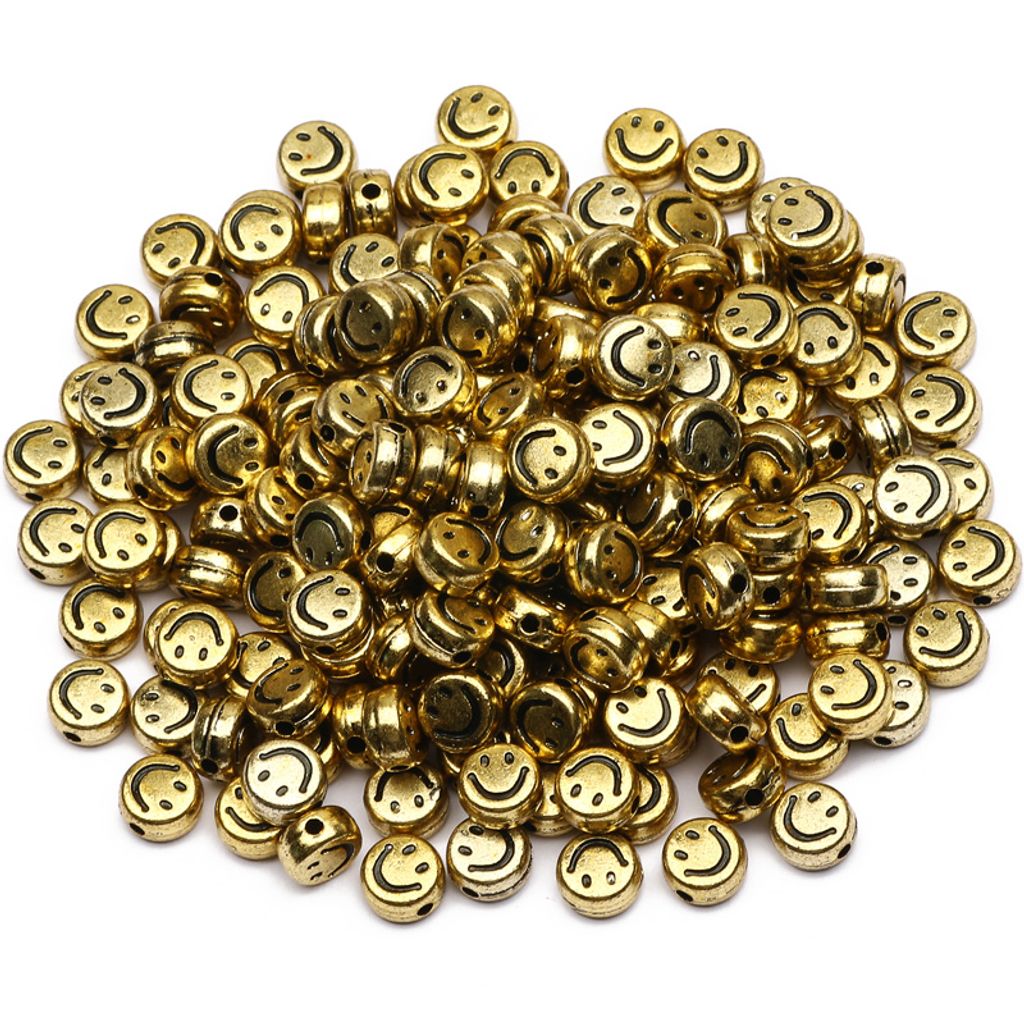 Bastelperlen rund 100 Stück, 7 x 4 mm rund, goldfarbige Produktbild 