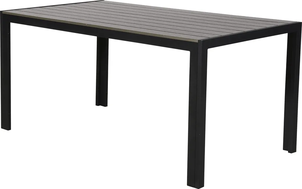 Grande table à manger d'extérieur 150 cm gris et noir pour 6 personnes