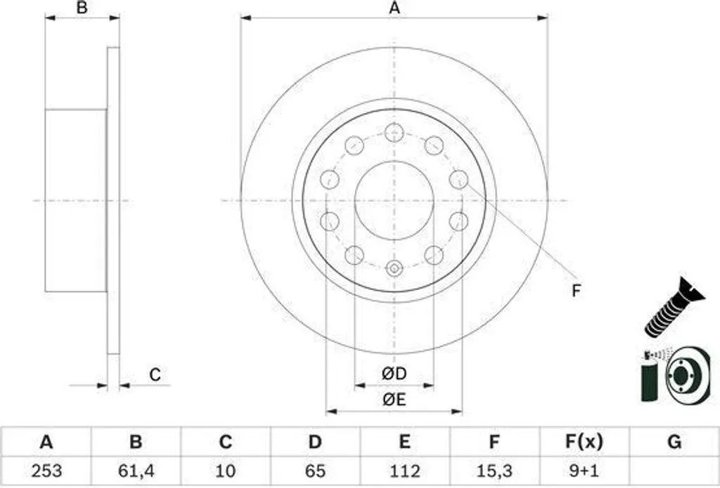 Disque de frein BOSCH 0 986 479 E00 pour Octavia III (5E) - 5Q0 615 601 C