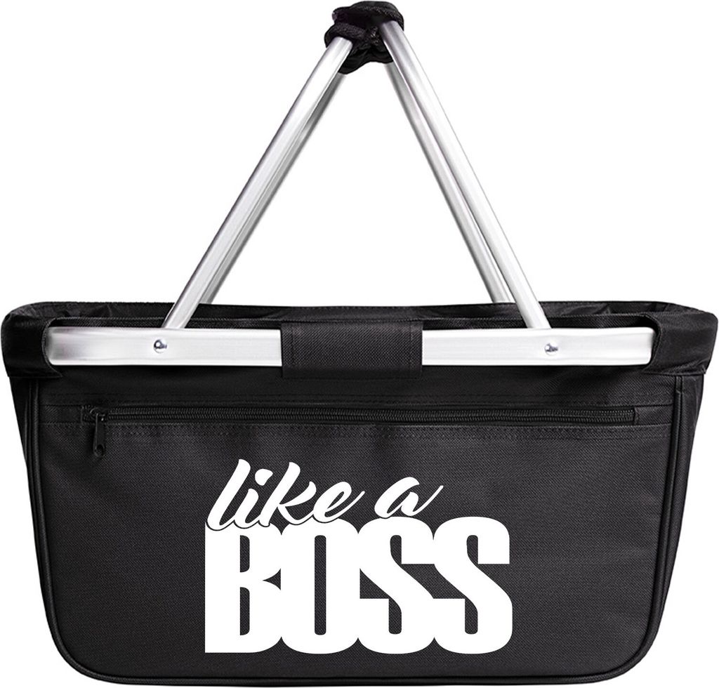 Huuraa Einkaufskorb like a Boss Spruch 20 Liter Black faltbarer Tragekorb Geschenkidee
