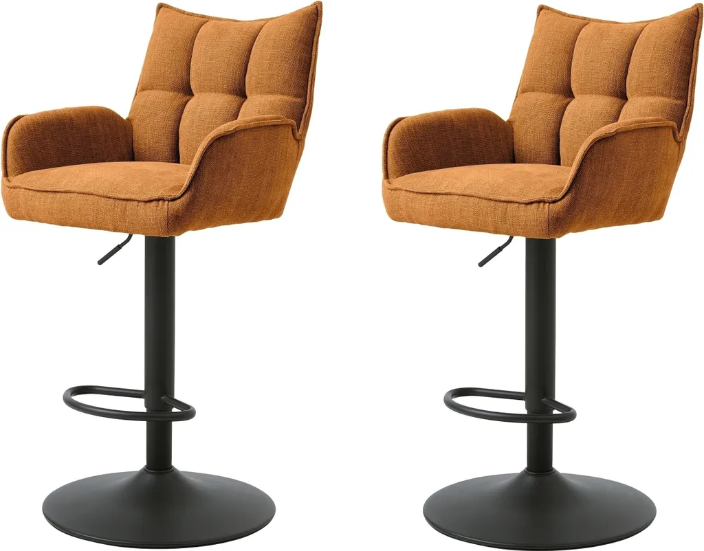 Chaise de Bar Marilla Haute en Tissu Rouille - Ensemble de 2 Tabourets
