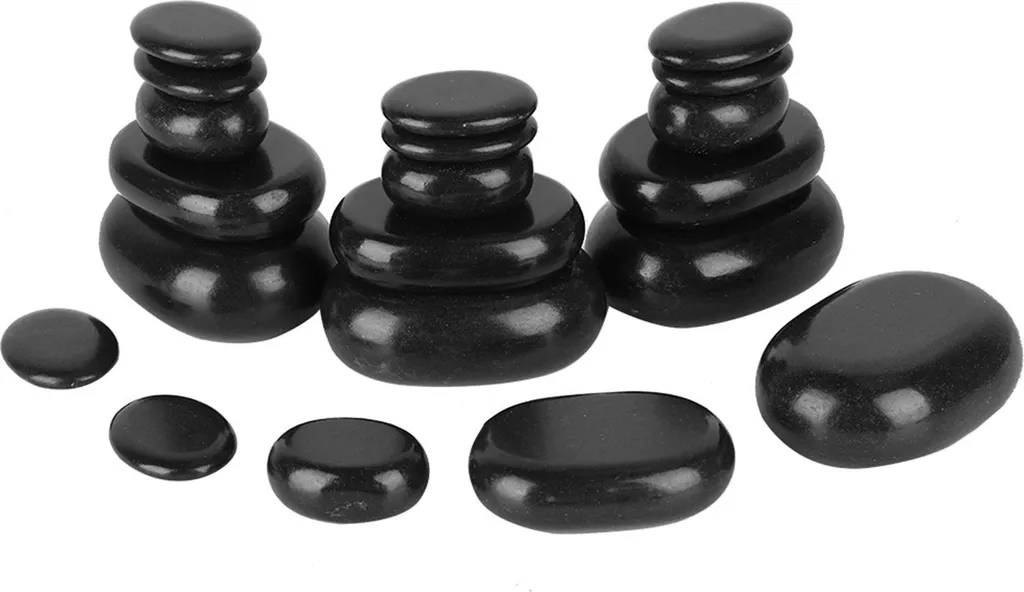 20 Pierres de Massage en Basalte Noir Ovale pour Soins aux Huiles