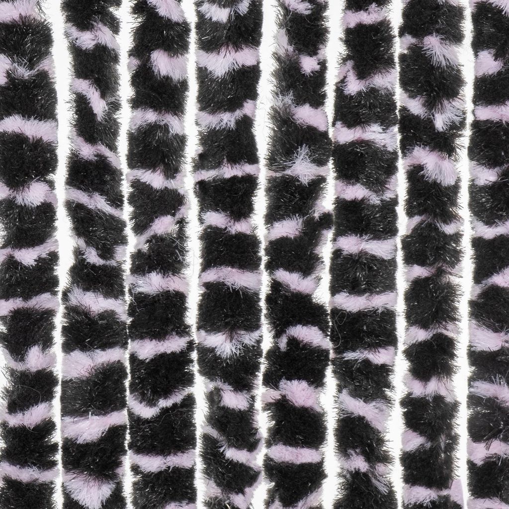 Moritz Flauschvorhang aus Chenille 100 x 230 cm pink schwarz gestreift Türvorhang als Fliegenschutz Insektenschutz für Camping Wohnwagen