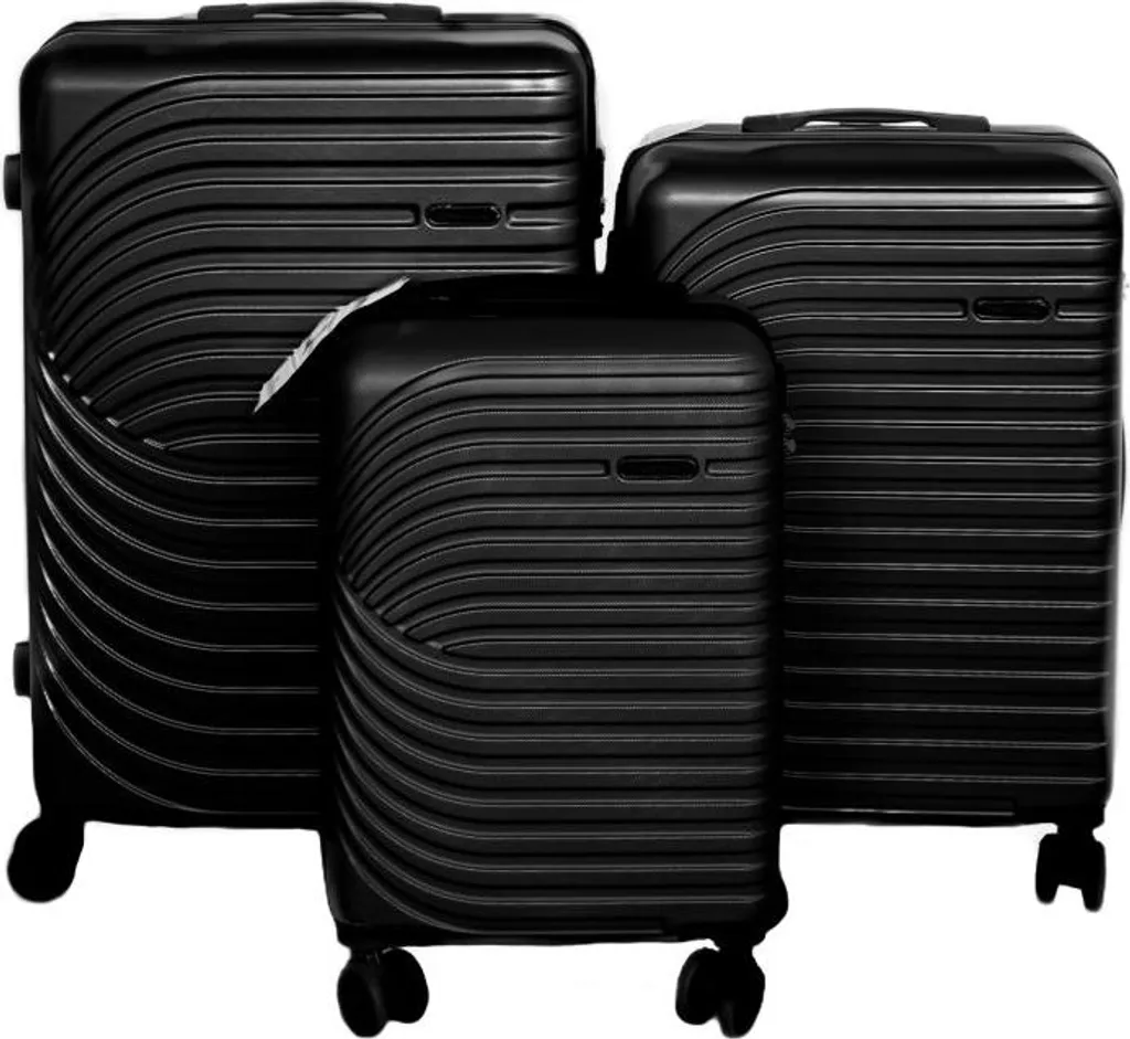 Set 3 Valigie Famiglia: Trolley Rigidi Neri con Ruote Multidirezionali