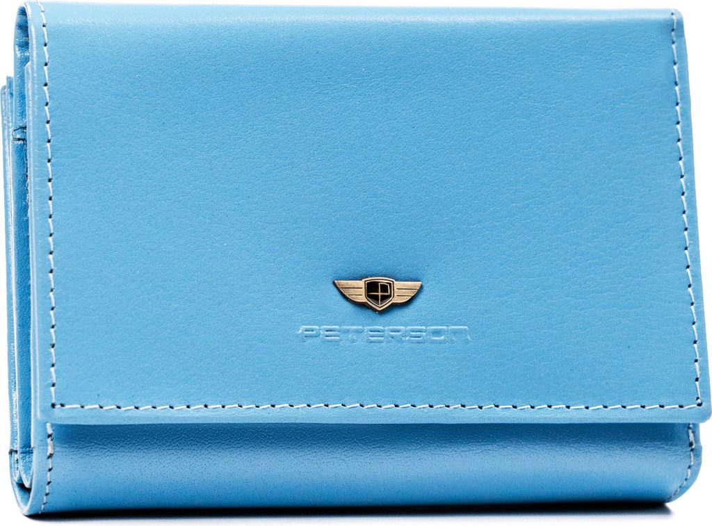 Peterson | Elegantes Portemonnaie, aus Naturleder, für Frauen, Blau, 12.5x9 cm