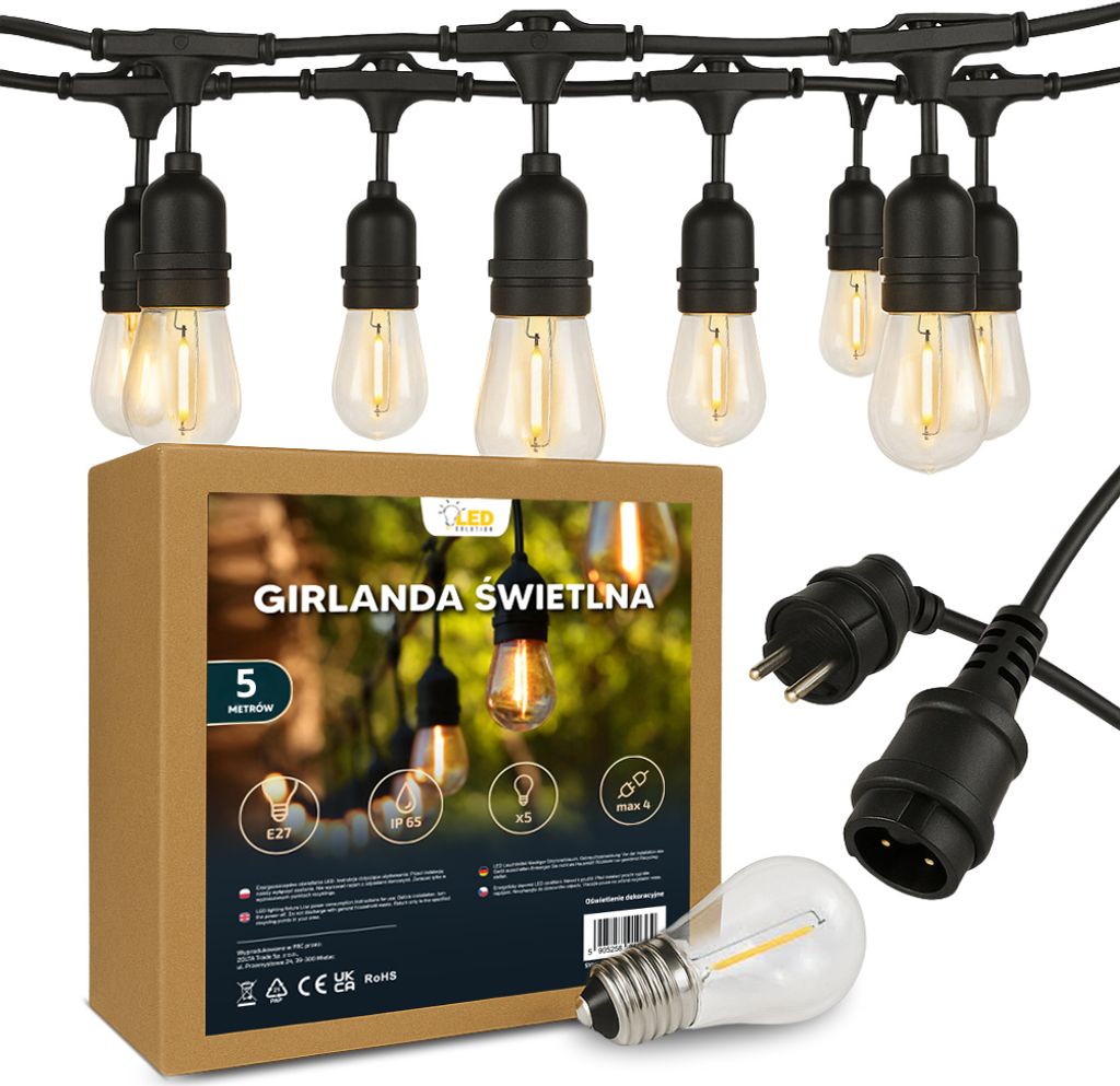 Girlanda świetlna lampki ogrodowe sznur łańcuch 5m/5 Zdjęcie produktu 