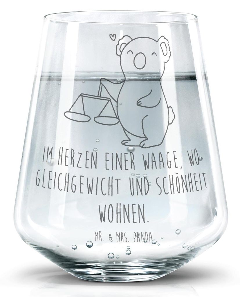Mr. & Mrs. Panda Glas Waage Astrologie - Transparent - Geschenk, Sternzeichen, Tierkreiszeichen, Glasbecher, Wasserglas, Becherglas, Geburtstagsges...