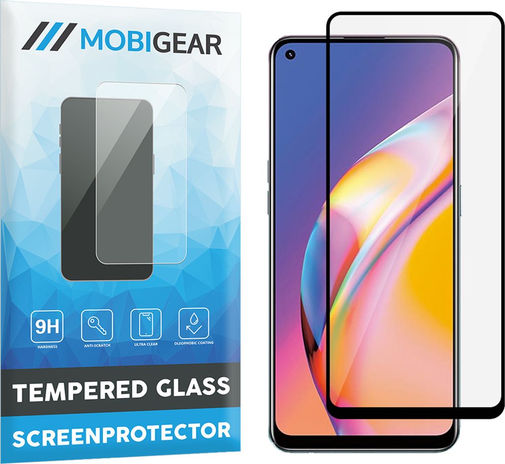 Mobigear Premium OPPO A94 Panzerglas Gehärtetes Glas Displayschutz - Hüllenfreundlich - Schwarz