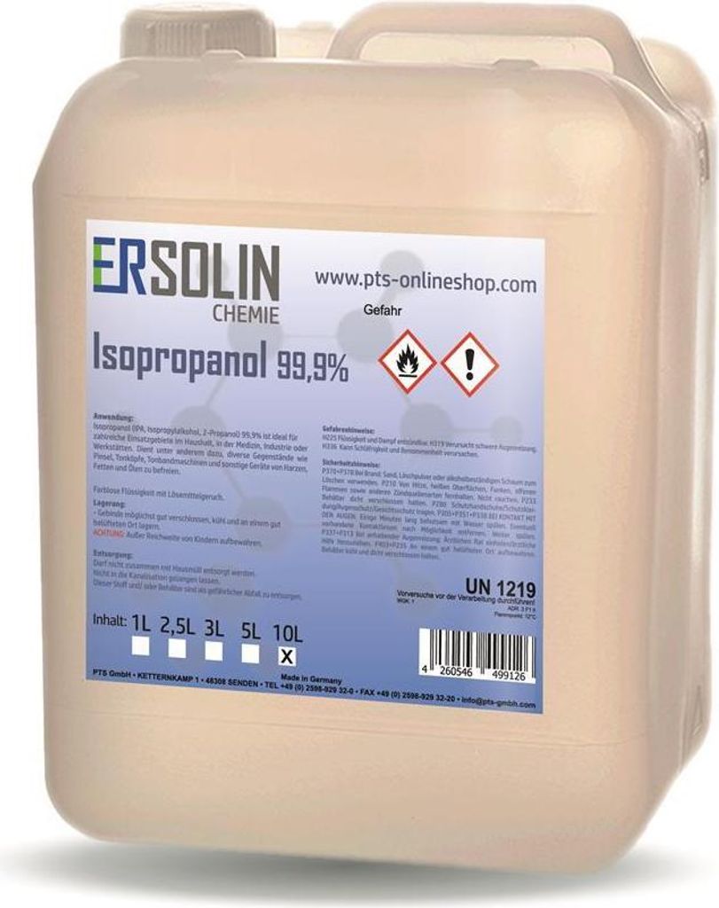 Isopropanol 99,9% 10L sehr ergiebig IPA Entfetter Reiniger