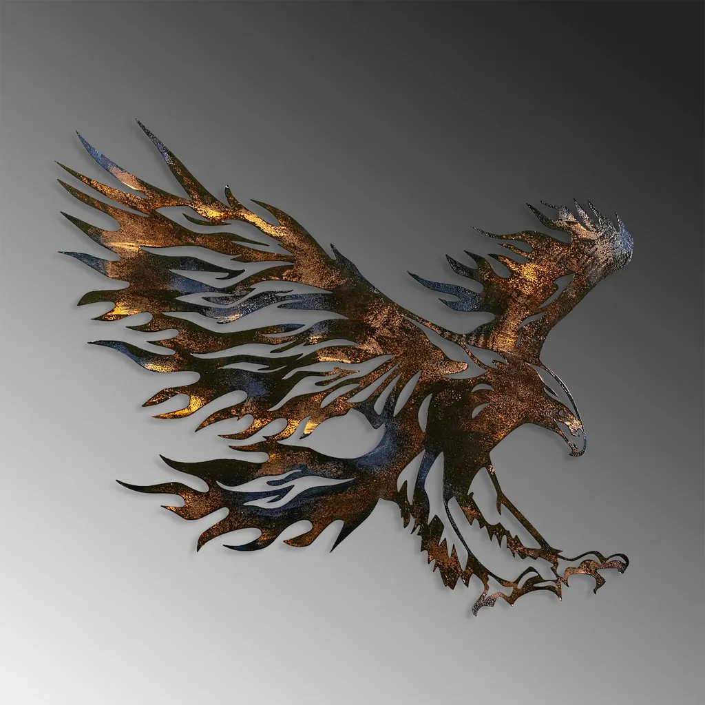 Tableau Mural en Métal Eagle 3 Design Abstrait Multicolore Wallity