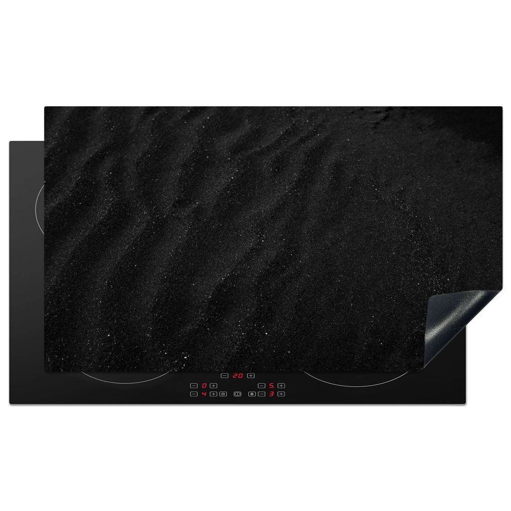 KitchenYeah Herdabdeckplatte Sand - Schwarz - Weiß - Strand , 91x52cm, Küche Deko, Glaskeramikkochfeld Herdabdeckung, Abdeckplatte fùr Kochfeld