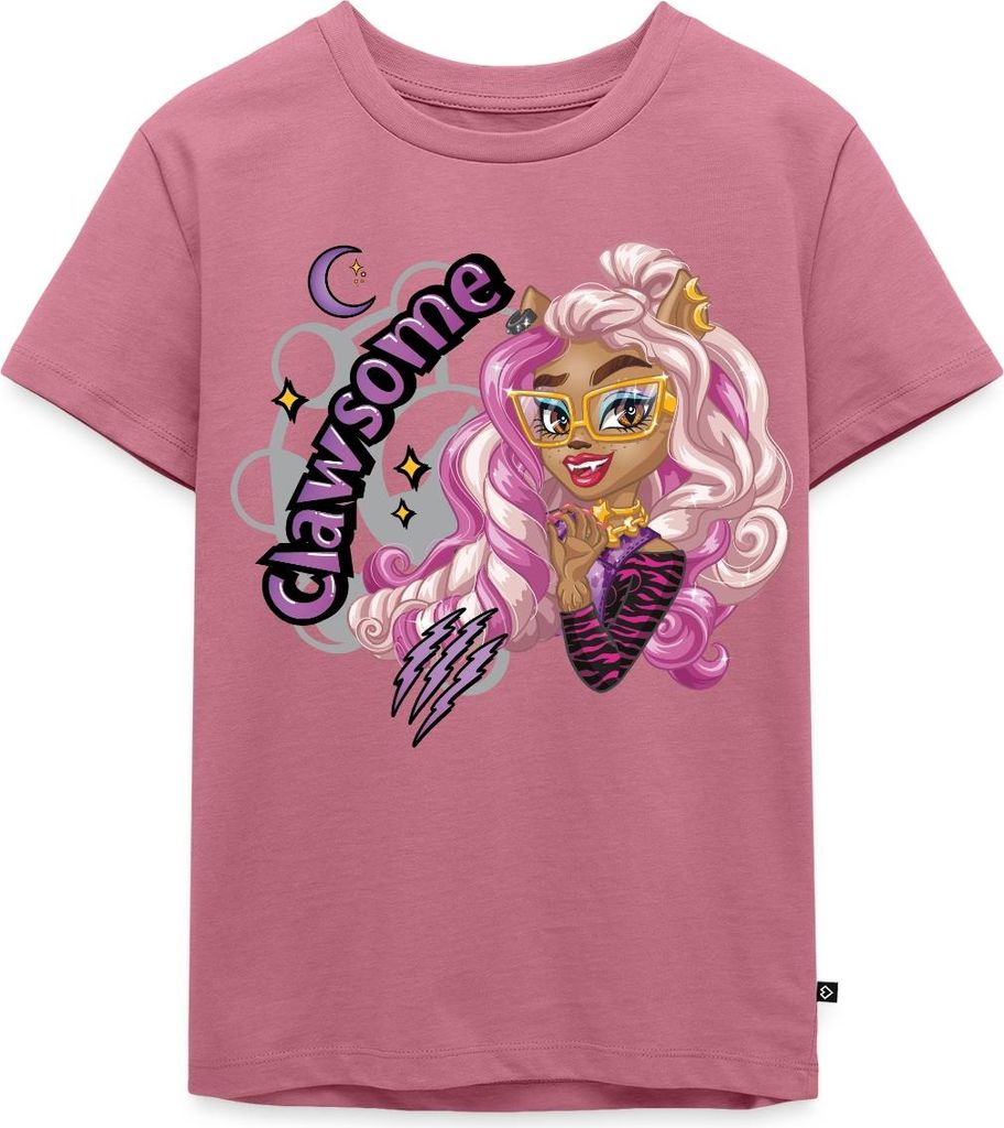 Spreadshirt Monster High Clawdene Wolf Clawsome Kinder Premium T-Shirt, 134/140 (8 Jahre), Mauve