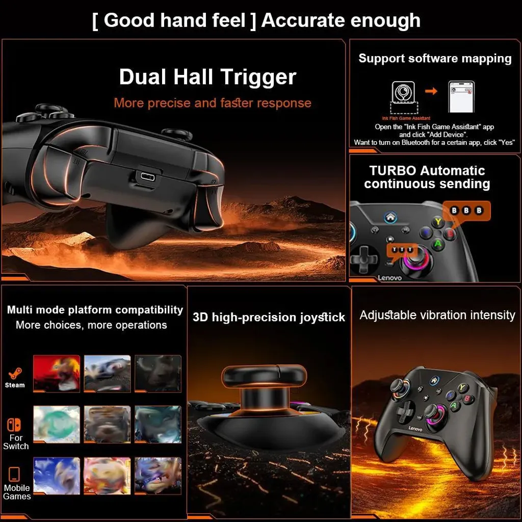 Manette S02 Gamepad Hall Effect Noir pour Switch PC et iOS Bluetooth - 2