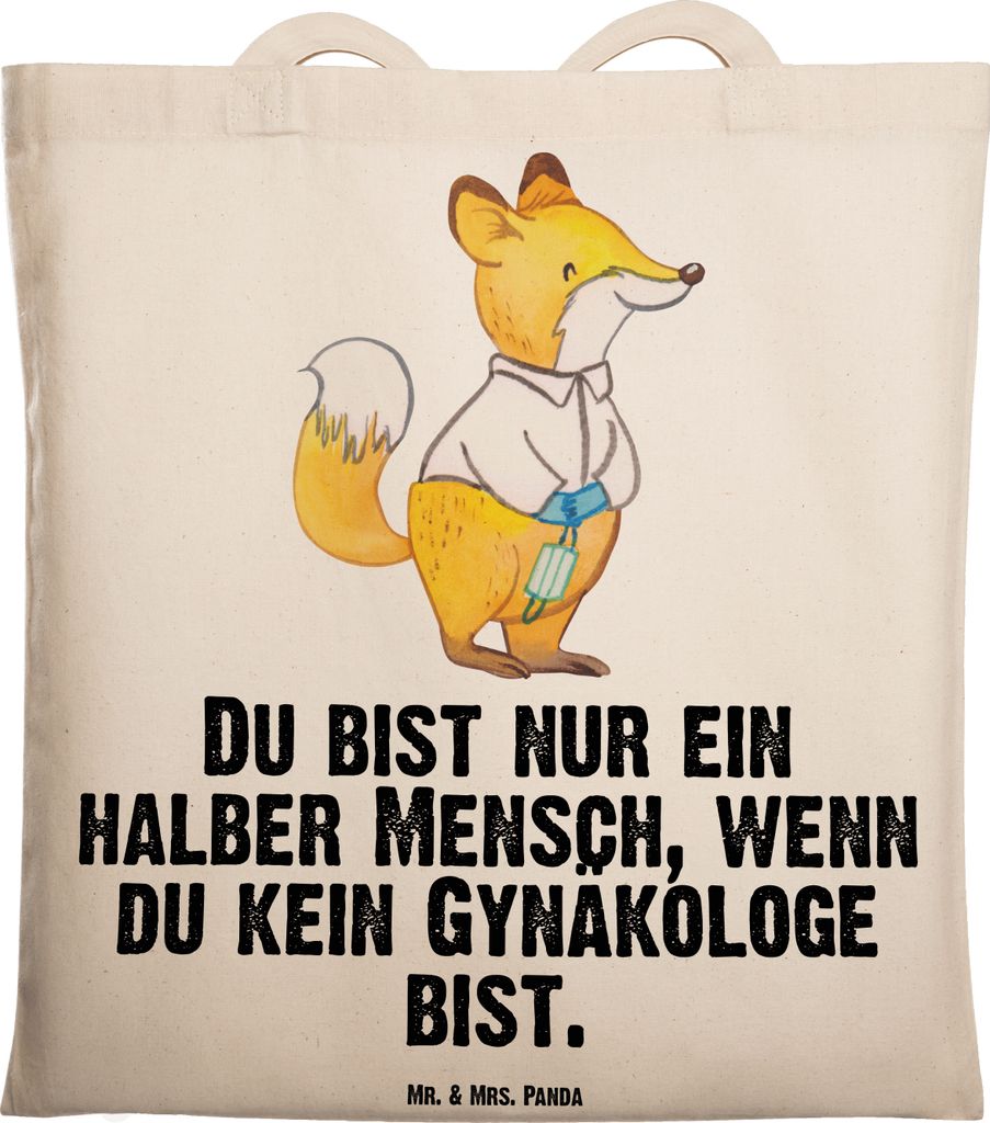 Mr. & Mrs. Panda Tote Bag Gynäkologe Herz - Transparent - Geschenk, Spruch, Stoffbeutel, Laptoptasche, Frauenarzt nach Geburt, Beruf, Witzig, doku...