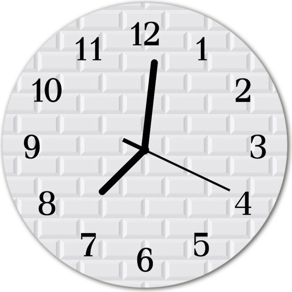 Glasuhr Wanduhr Küchenuhr Echt-Glas 30fi cm Ziegel weiß
