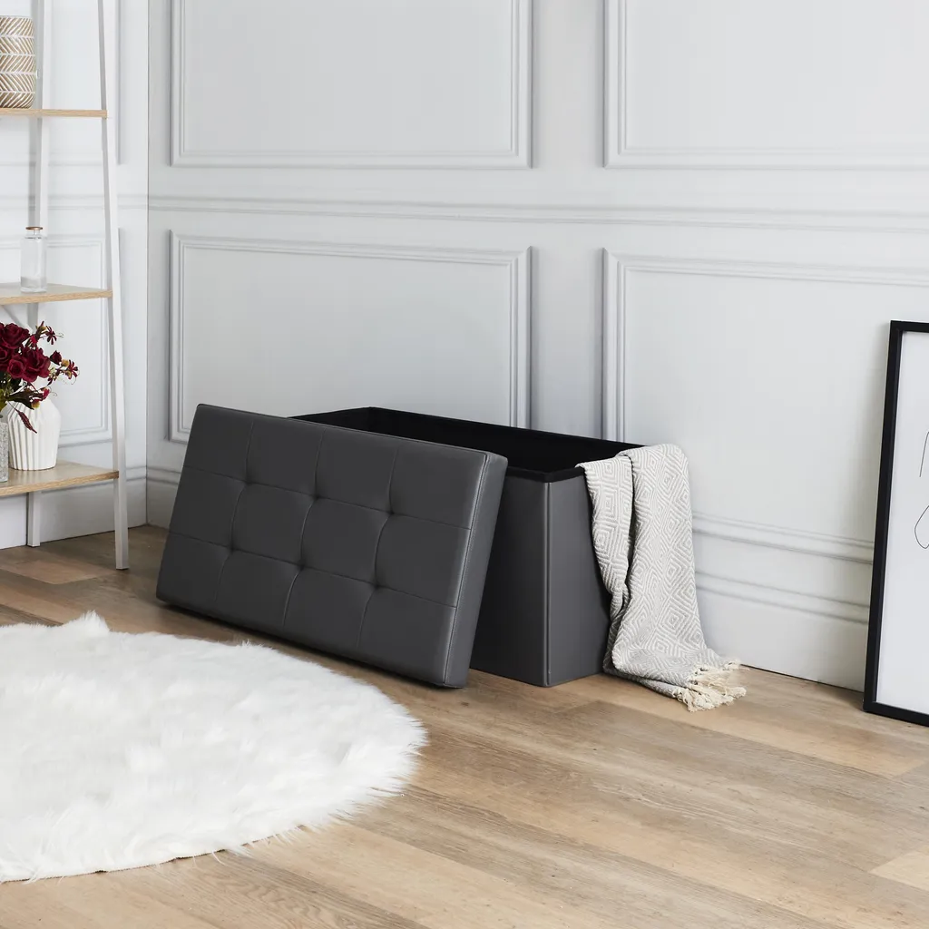 Coffre de Rangement Gris Pliable en Polyuréthane Résistant et Design