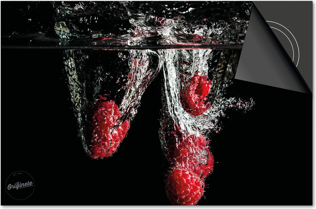 Induktionsschutz 78x52 - abdeckplatte Induktion matt- Dietrix Kochfeldschutz- Base - Splash - Himbeeren