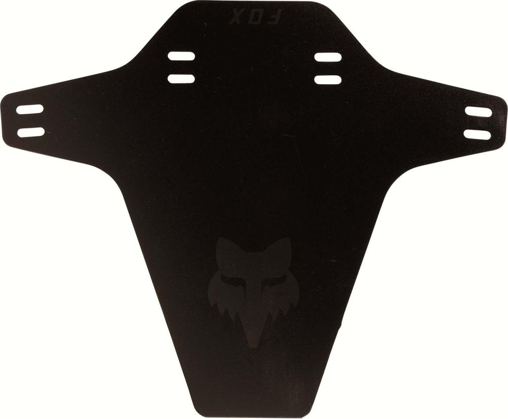 A black bicycle mudguard with the FOX logo.