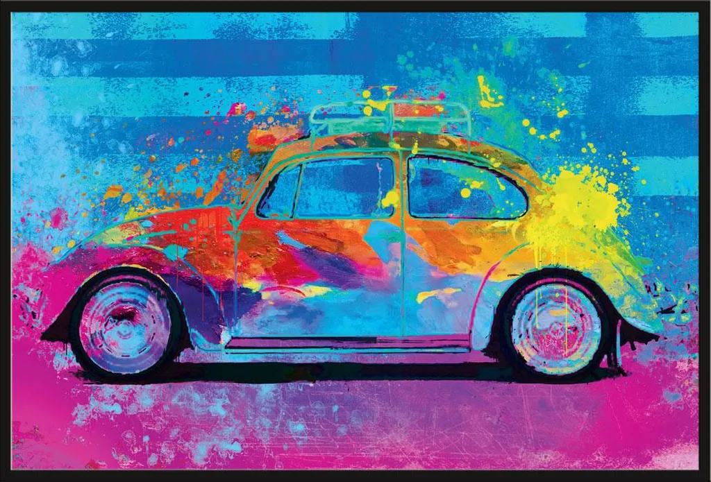 Poster Volkswagen Coccinelle Splash avec cadre Shinsuke noir 61x91,5 cm