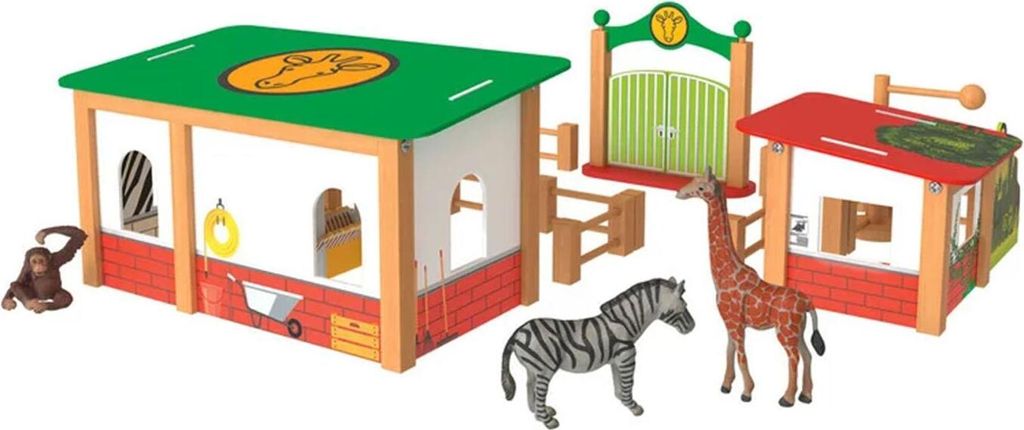PLAYTIVE Holz Zoogehege 19-teilig