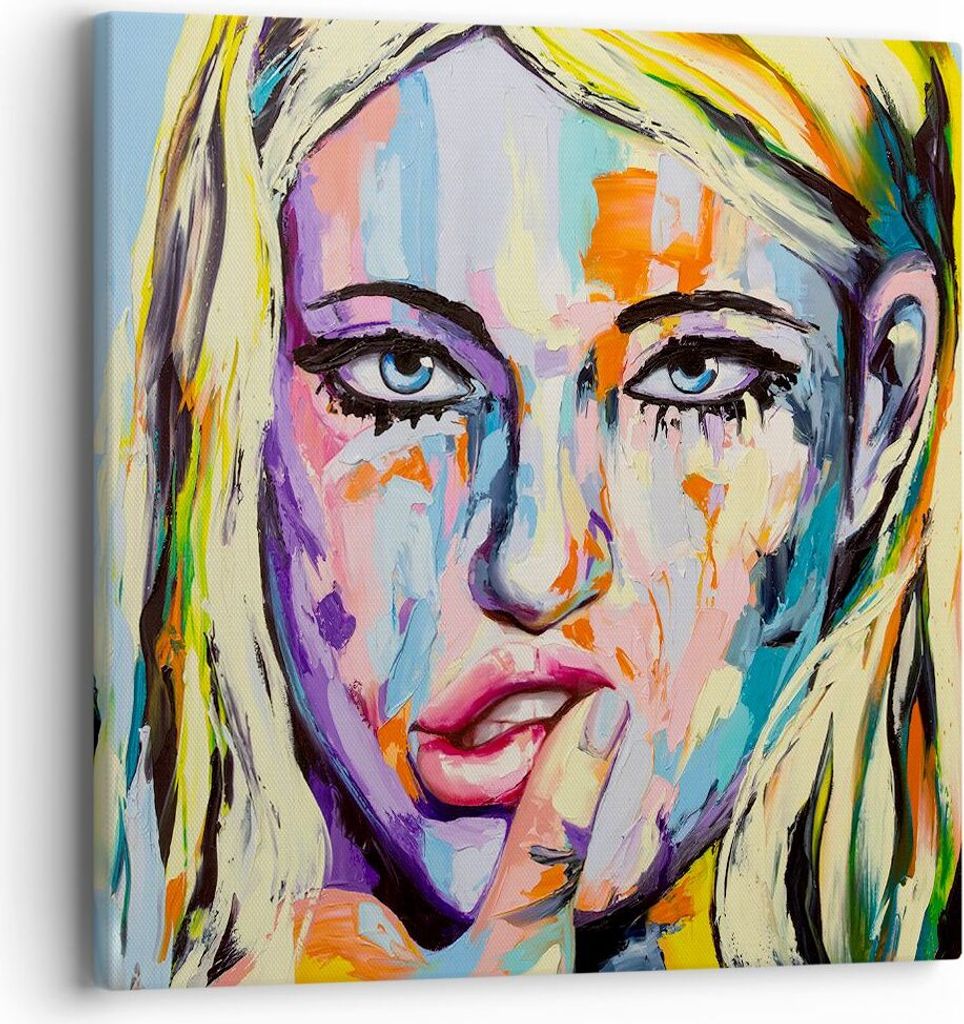 Bild auf Leinwand - Leinwandbild - Öl Malerei Porträt Frau - 40x40cm - Wand Bild - Wanddeko - Leinwanddruck - Bilder - Kunstdruck - Wanddekoratio...