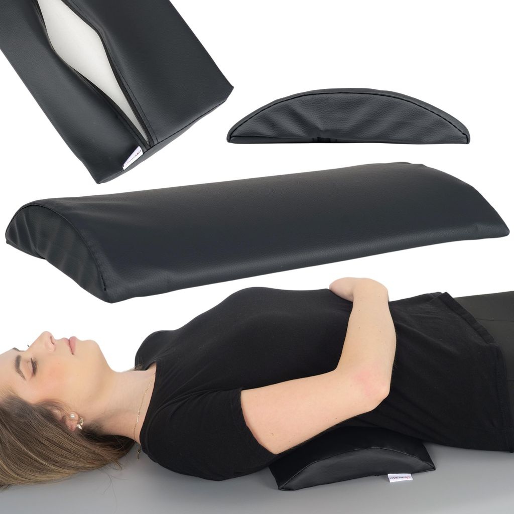 Habys Lenden-Halbrolle, Lagerungsrolle, Nackenkissen, Nackenrolle, Lagerungskissen für Massage und Therapie, Kniehalbrolle, 40x25x5cm Schwarz