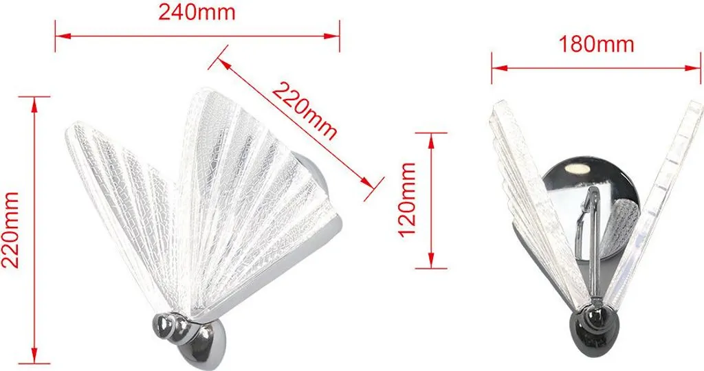 Applique LED 8W Chrome Mariposa : Éclairage Variable Papillon Décoratif - 7